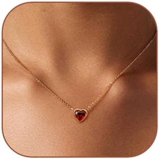 Cute Heart Necklace Dainty 18k Gold Plated Tiny Heart Pendant Choker Necklaces Small Gold Love Open Heart Chain Necklace for Women Simple Gold Necklace for Women Trendy Jewelry
