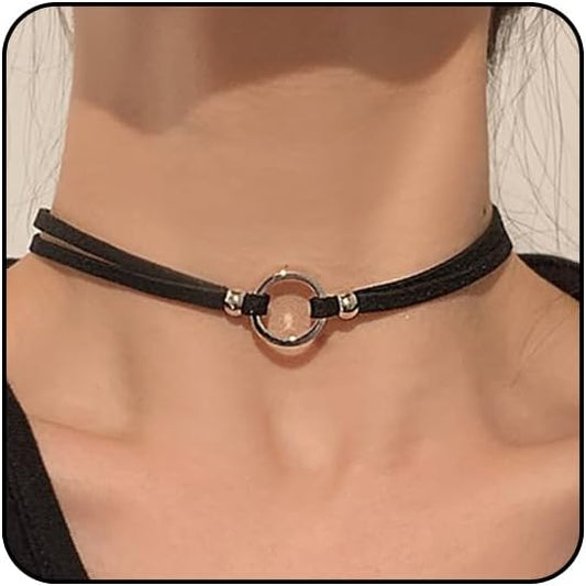 Black Choker Necklaces for Women 90s Red Black Velvet Choker Necklace Thick Thin Chocker Tube Heart Circle Choker Necklace Lace Tatto Collar Necklace Goth Choker Jewelry