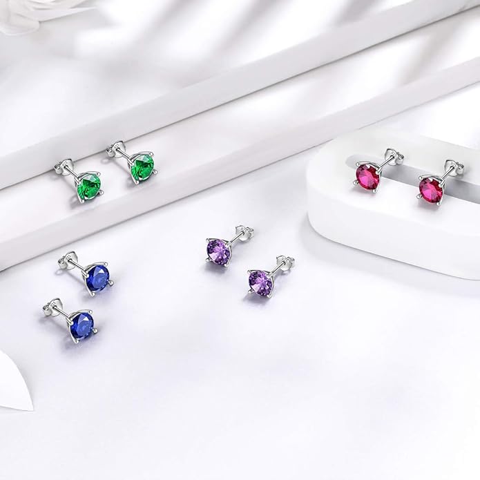 Aurora Tears 925 Sterling Silver 12 Birthstones Necklace/Earring/Ring/Bracelet Women Birthstone Pendant Crystal Fashion Birthday Jewelry Christmas Gift for Girls Women