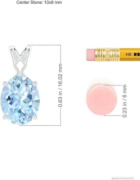 Angara Natural Aquamarine Solitaire Pendant for Women | Vintage in 14K Solid Gold/Platinum With 18" Chain | March Birthday, Anniversary, Gemstone Jewelry Gift
