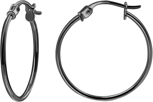 SEA OF ICE 925 Sterling Silver Hoop Earrings for Women - Hypoallergenic Earrings for Women in Sterling Silver, Yellow Gold, Rose Gold or Black Rhodium | Sizes 12MM, 15MM, 20MM or Multipack