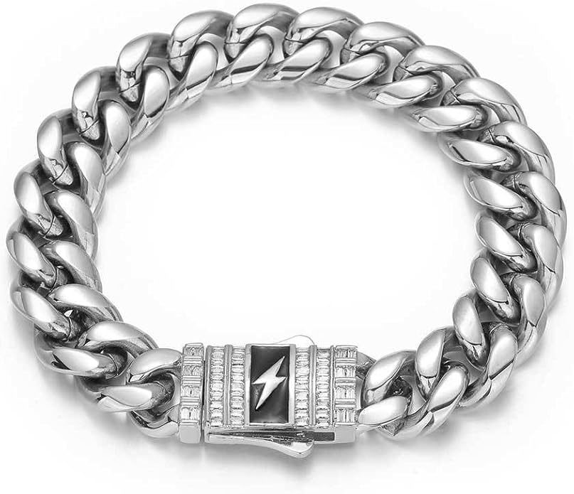 18K Gold Bracelet Cuban Chain Cold 18K Gold Hip Hop Miami Solid Cuban Chain Bracelet Men's Mosan Diamond Buckle Men's Gift