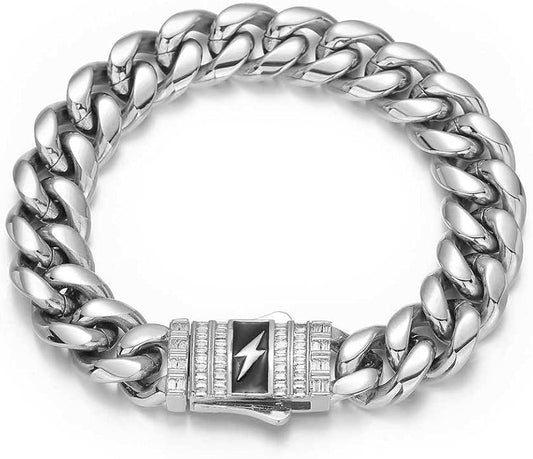 18K Gold Bracelet Cuban Chain Cold 18K Gold Hip Hop Miami Solid Cuban Chain Bracelet Men's Mosan Diamond Buckle Men's Gift