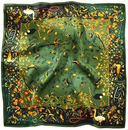 ANDANTINO 100% Pure Mulberry Silk Small Square Scarves -21'' x 21''- Digital Printed Neckerchief –Women Men Lightweight Scarf