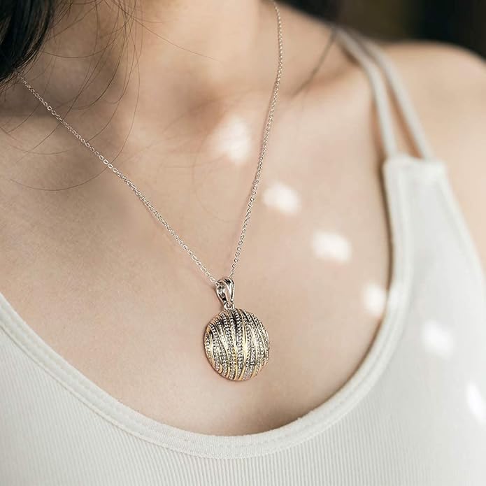 Mytys Coin Pendant Necklace for Women 18K Gold and Silver Intertwined Crossover Pendant Two Tone Necklaces Christmas Jewelry Gift