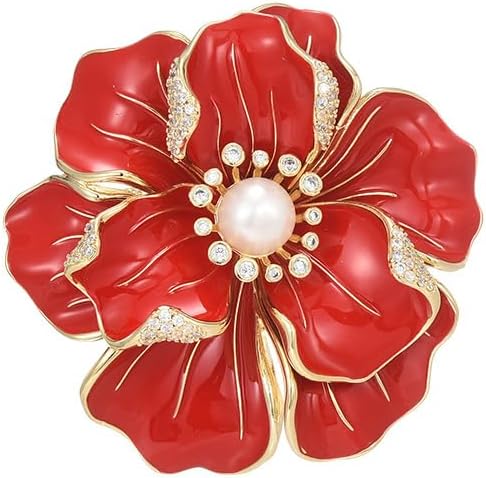 AILONMEI Red Rose Flower Brooches and Pins for Women Costume Jewelry Brooch Pins Broches Jewelry for Women Elegant Lady Pin