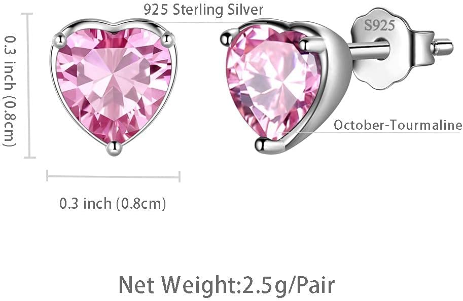 Aurora Tears 925 Sterling Silver 12 Birthstone Hearts Jewelry Women Crystal Wedding/Engagement/Bridal Heart Necklace/Earring/Ring/Bracelet Sets Jewellery