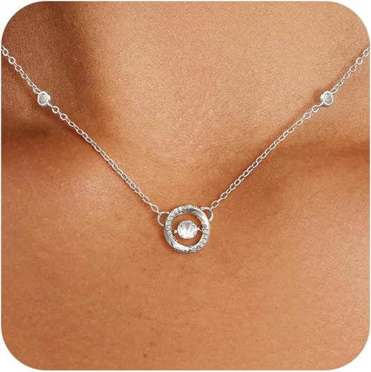 Cubic Zirconia Necklace, Dainty 14k Gold Plated Diamond Necklaces For Women Choker Necklace Simple Gold Plated CZ Jewelry Necklaces for Women Trendy Gifts