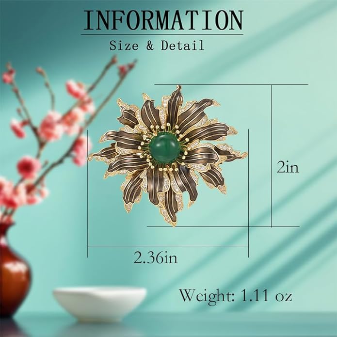 Flower Brooch Pin - Rhinestone Flower Pin 18k Gold Plated - Thanksgiving Day, Birthday, Wedding Gifts for Mom, Wife