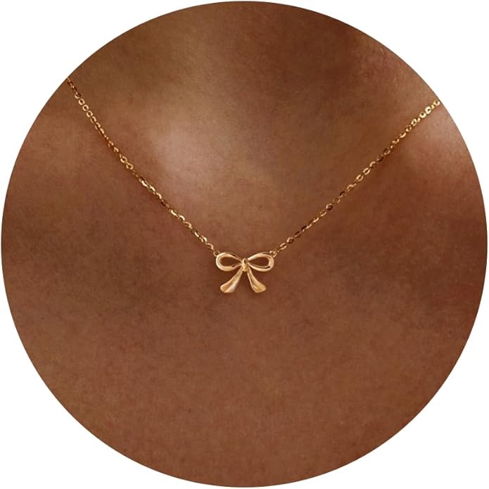 Gold Necklace for Women-14K Gold Plated Bow,Dragon,Shell, Palm Tree, Seahorse, Conch Shell,Sardines, Cowboy Boot,Bat,Bunny Pendant Beachy Jewelry for Women Gifts