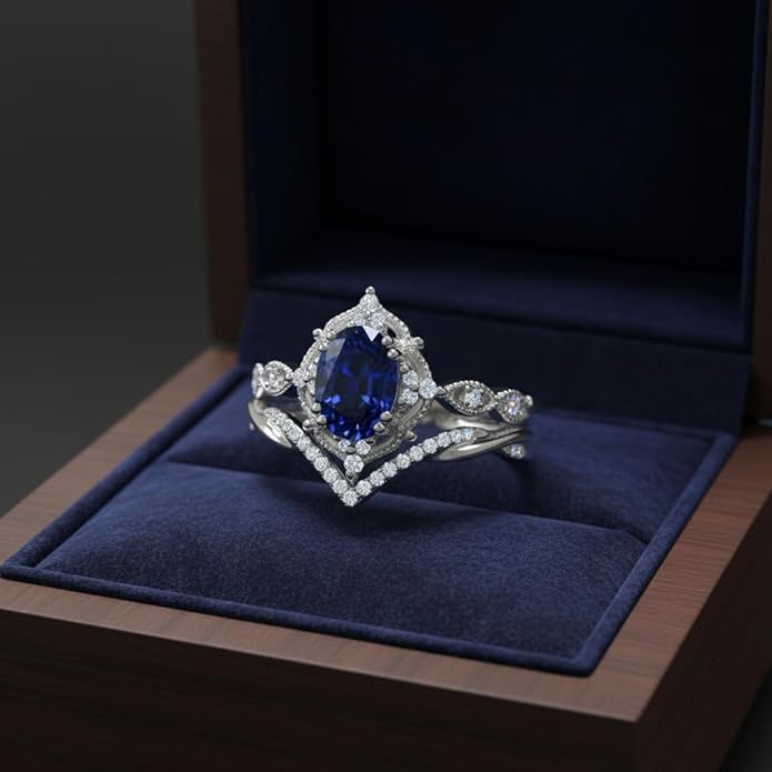 Oval Cut Vintage Gemstone Engagement Rings set for Women S925 Sterling Silver/10K/14K/18K Gold Birthstone Promise Anniversary Bridal Set Ring for her