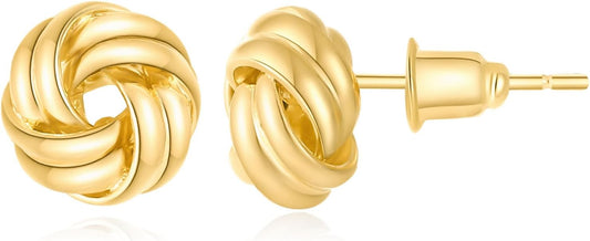 14K Gold Plated Knot Earrings for Women Gold Silver Earrings Heart Link Drop Dangle Earring Chunky Golden Knotted Statement Jewelry