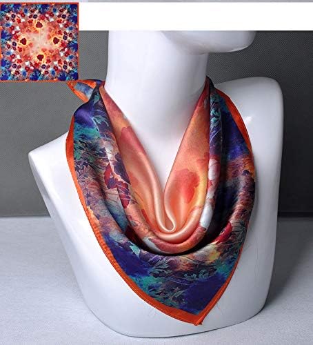 ANDANTINO 100% Mulberry Silk Scarf -21” Lightweight Square Neckerchief – Breathable Digital Printed Scarves with Gift Packed