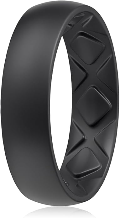 Egnaro Women's Bridal Rings Sets, 6mm Wide, 2mm Thick, Silicone Wedding Rubber Band with Half Size, Inner Arc Ergonomic Breathable Design