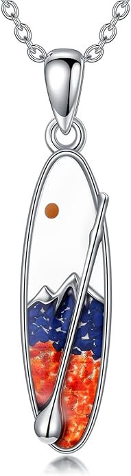 LEECCI Anchor Wave/Four Leaf Clover/Surfboard Necklace 925 Sterling Silver Anchor Pendant Jewelry Gift Graduation Gift for Men Women