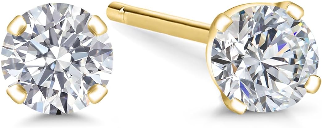 Gem Stone King 0.20 to 6 Cttw 14K Gold Lab Grown Diamond Stud Earrings | Gold Earrings For Women Men | E-F Color | VS1-VS2 Clarity
