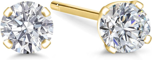 Gem Stone King 0.20 to 6 Cttw 14K Gold Lab Grown Diamond Stud Earrings | Gold Earrings For Women Men | E-F Color | VS1-VS2 Clarity