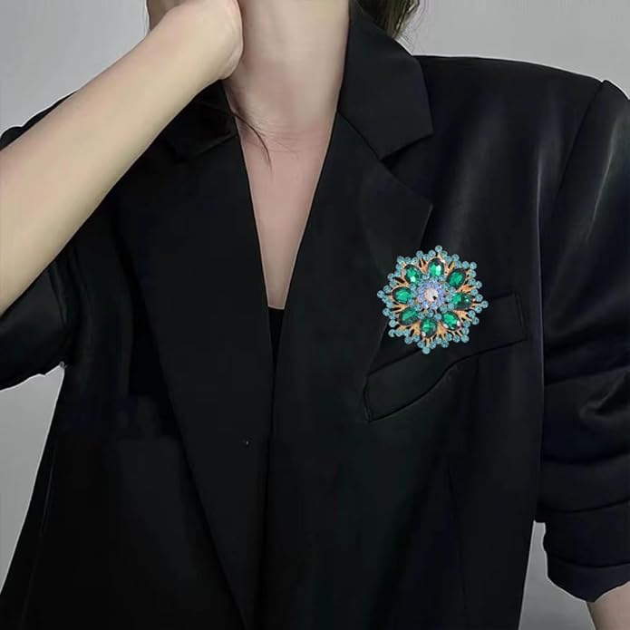 Rhinestone Flower Brooch Pin for Women Red Black Purple Flower Broochs Pin Hat Christmas Brooch Jewelry