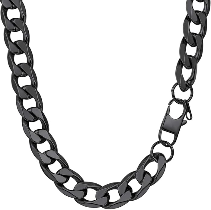 PROSTEEL 316L Stainless Steel Cuban Link Chain Necklaces for Men, Black/18K Gold Plated, Hypoallergenic Jewelry, 4mm-13mm, 14"-30", Come with Box