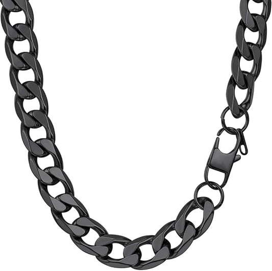 PROSTEEL 316L Stainless Steel Cuban Link Chain Necklaces for Men, Black/18K Gold Plated, Hypoallergenic Jewelry, 4mm-13mm, 14"-30", Come with Box