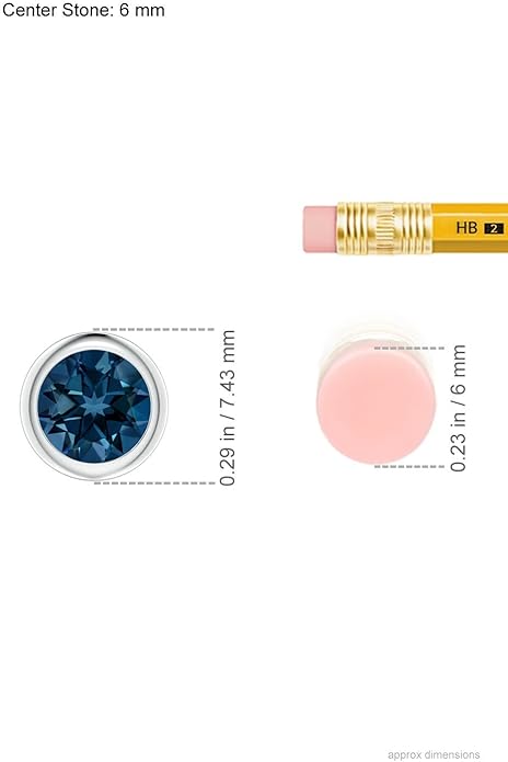 Angara Natural London Blue Topaz Solitaire Pendant for Women | Round Blue Topaz Pendant Necklace in 14K Solid Gold/Silver/Platinum With 18" Chain | December Birthday, Gemstone Jewelry Gift