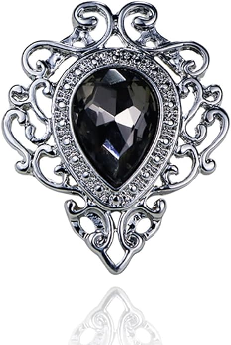 Vintage Silver Color Men's Brooches for Women Lovely Water Drop Badge Flame Crystal Brooch Lapel Pins Fashion Jewelry