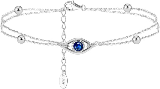 925 Sterling Silver Evil Eye Bracelets Infinity Adjustable Bracelet for Women Mother Wife Girlfriend Jewelry Gift