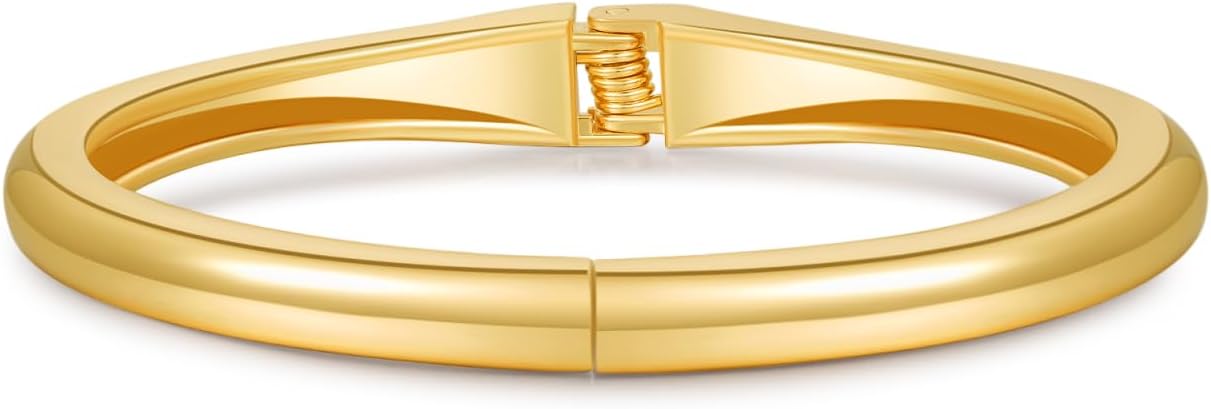 jokcde Chunky Gold/Silver Gold Cuff Bangle Bracelets for Women Trendy Hinged Cuff Open Wide Chunky Gold Bracelet Minimalist Bangle Jewelry Gift