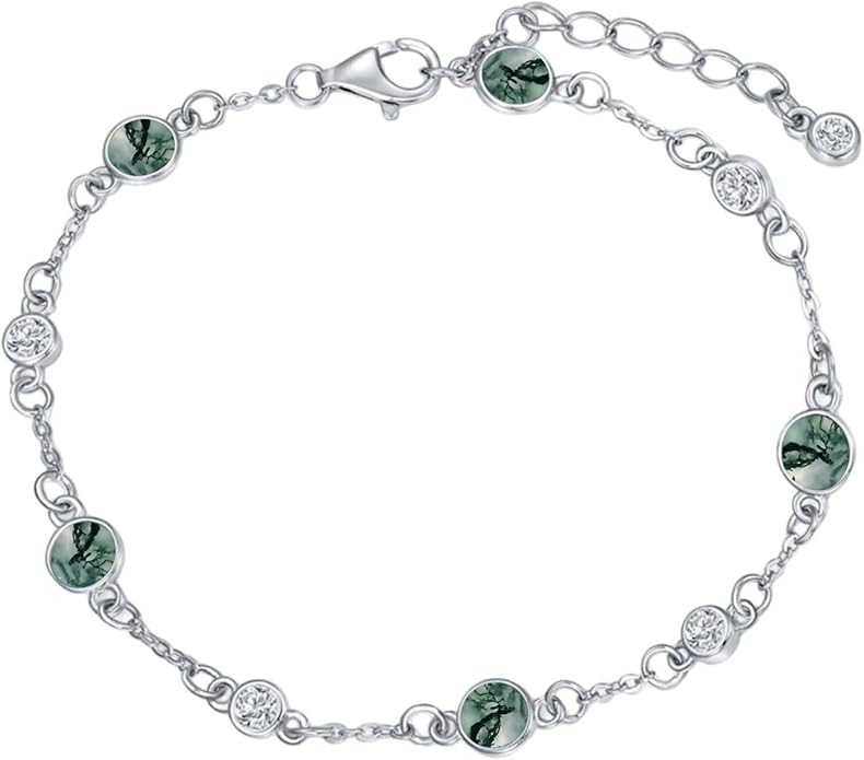 Anklet Bracelet for Women 925 Sterling Silver Natural Stone Chain Ankle Bracelet Beach Summer Fine Jewelry Birthday Christmas Gifts for Women Her Mom