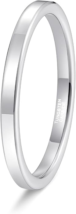 TRUMIUM 2mm 4mm 6mm Tungsten Rings for Women Men's Wedding Bands 24K Gold Plated Beveled Edges Flat High Polished Comfort Fit Size 5-14