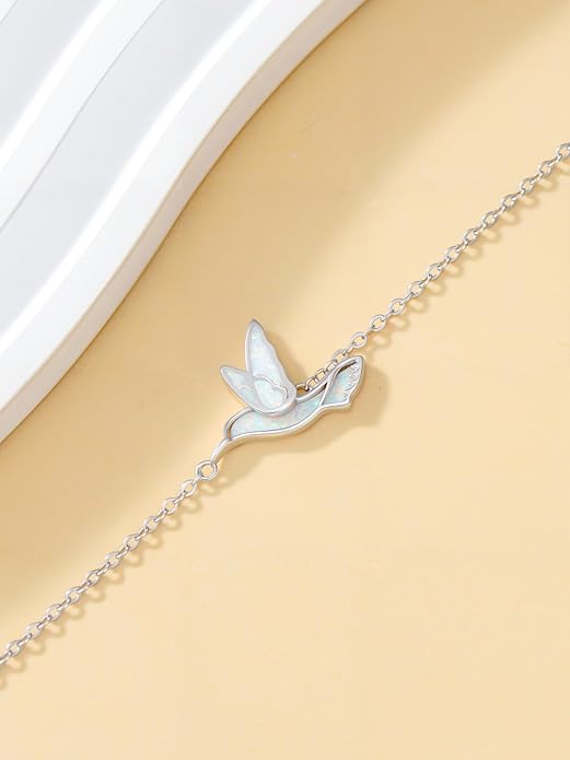 Butterfly/Phoenix/Dove/Dragonfly/Hummingbird Bracelet for Women 925 Sterling Silver Opal Bracelet Dainty Link Jewelry Birthday Christmas Gifts for Women Her
