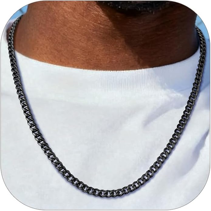 PROSTEEL Miami Cuban Link Chain for Men, 18K Gold/Black/Stainless Steel Necklace,6mm/9mm/12mm Width, Upgrade Clasp & Durable Chain for Mens Womens Jewelry,18"-30",with Gift Box