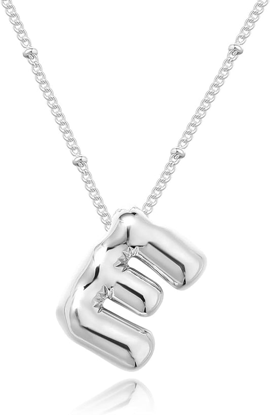 Initial Necklaces for Women, 14k Gold Plated Bubble Letter Necklace Chunky Gold Necklace Dainty Charm Initial Necklaces for Women Trendy Custom Preppy Stocking Stuff Necklace Christmas Gifts