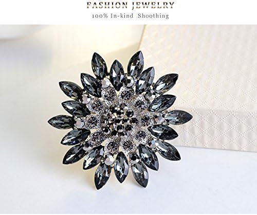 Rhinestone Sunflower Brooch for Women Sparkling Cubic Zirconia Flower Brooch Pin Elegant Large Crystal Floral Lapel Pin Dainty Clothing Hat Bag Accessories Christmas Wedding Bridal Birthday Jewelry