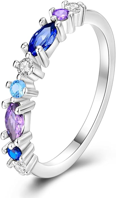 NARMO 925 Sterling Silver Rings for Women Evil Eyes Rings Entwined Line Cubic Zirconia Rings Simple Stackable Finger Rings Engagement Ring Personality Rings Size 6-9