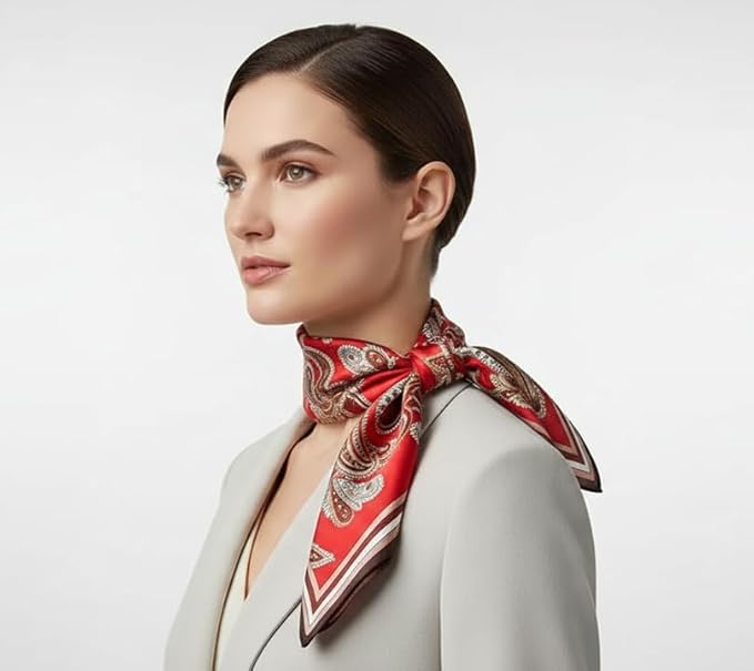 ANDANTINO 100% Mulberry Silk Square Scarf for Hair-25.6" X25.6'' Women Men Natural Silk Neckerchief Digital Printed Headscarf