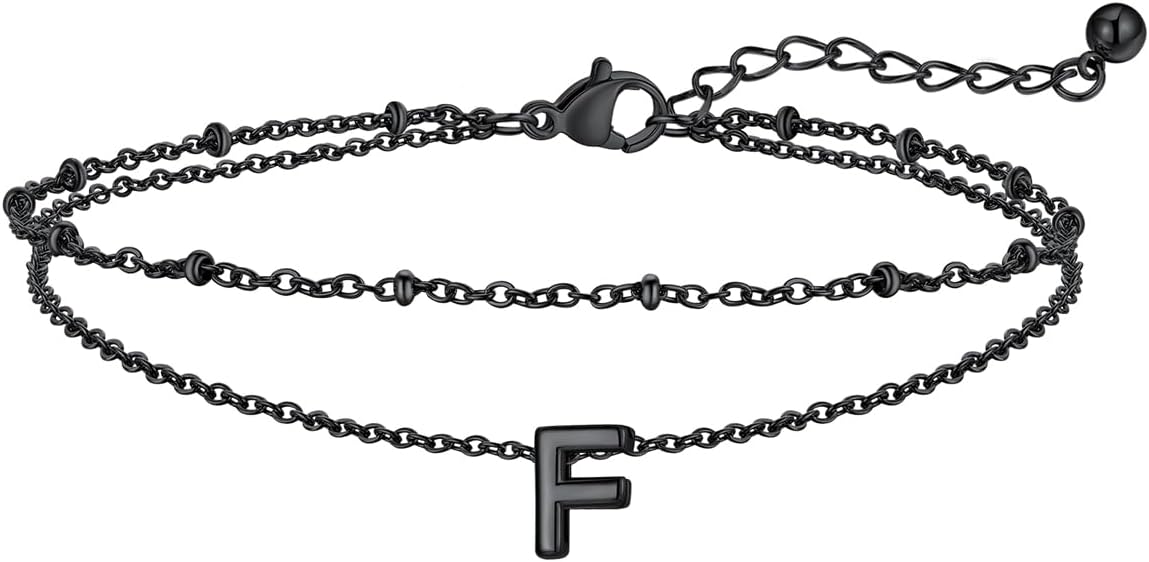 FaithHeart Initial Ankle Bracelets for Women, Waterproof 14k Gold Plated Initial Anklets Non Tarnish Stainless Steel Layered Anklet Summer Beach Foot Jewelry