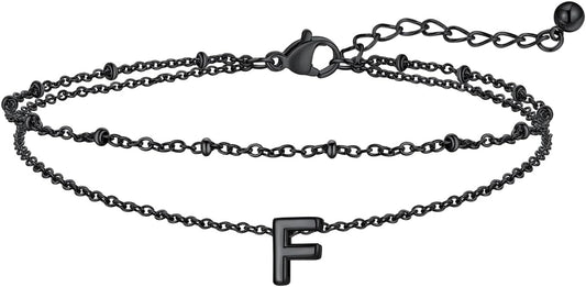 FaithHeart Initial Ankle Bracelets for Women, Waterproof 14k Gold Plated Initial Anklets Non Tarnish Stainless Steel Layered Anklet Summer Beach Foot Jewelry