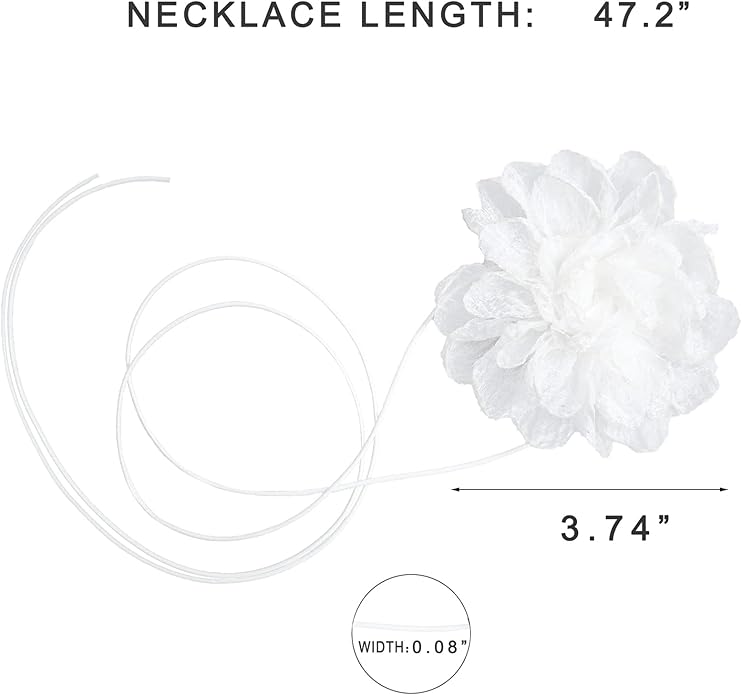 Black Choker Camellia Flower Lace-up Necklace For Women