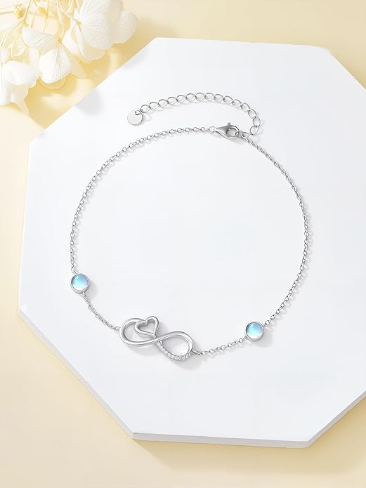 WINNICACA Sterling Silver Butterfly Bracelet Anklet Created Opal Butterfly Jewelry Gifts for Women Birthday Christmas Day Gifts