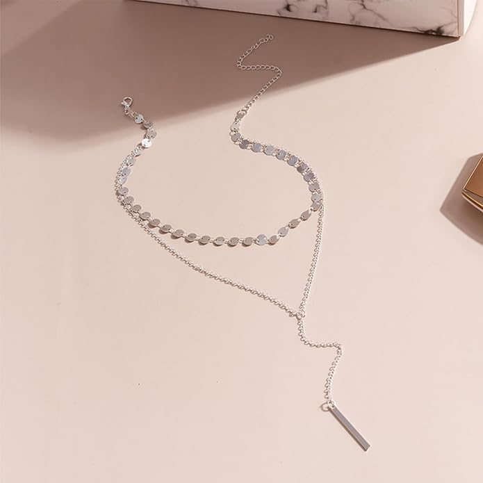 14K Gold Plated Y Necklace for Women – Dainty Lariat Long Pendant Chain, Layered Drop Necklace for V Neck Dress, Simple Sexy Cleavage Jewelry Gifts for Women