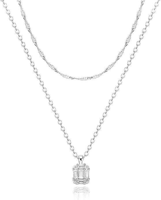 Zeffy Diamond Necklaces for Women, Dainty Gold Necklace 18k Gold Plated Layered Necklaces Simple Gold CZ Diamond Pendant Necklaces for Women Trendy Jewelry Gifts for Girls