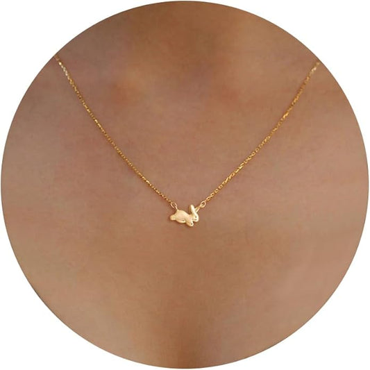 Gold Necklace for Women-14K Gold Plated Bow,Dragon,Shell, Palm Tree, Seahorse, Conch Shell,Sardines, Cowboy Boot,Bat,Bunny Pendant Beachy Jewelry for Women Gifts