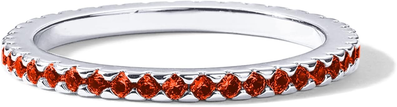PAVOI 14K Gold Plated Sterling Silver Colored CZ Stones Stackable Ring | Simulated Diamond Eternity Bands for Women