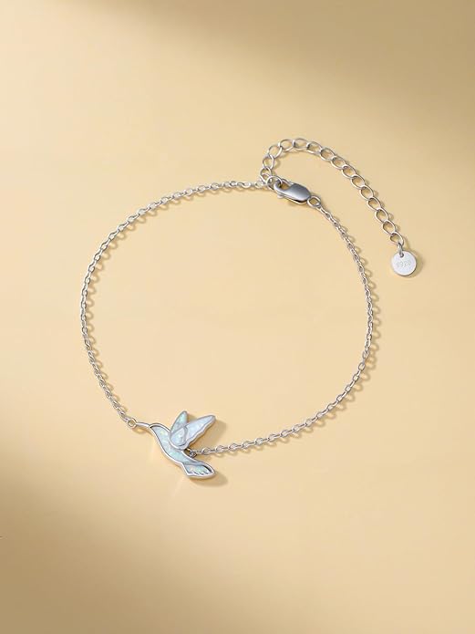 Butterfly/Phoenix/Dove/Dragonfly/Hummingbird Bracelet for Women 925 Sterling Silver Opal Bracelet Dainty Link Jewelry Birthday Christmas Gifts for Women Her