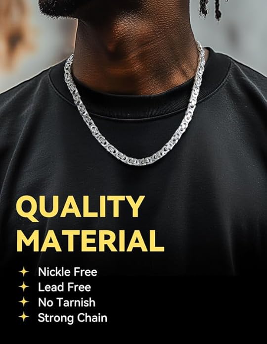 ChainsHouse Flat Byzantine Link Necklace for Men 6mm/8mm/10mm Width, 18K Gold Plated/Stainless Steel Black Byzantine Chain Necklaces, 18" 20" 22" 24" 26" 28" 30" Length, with Gift Box