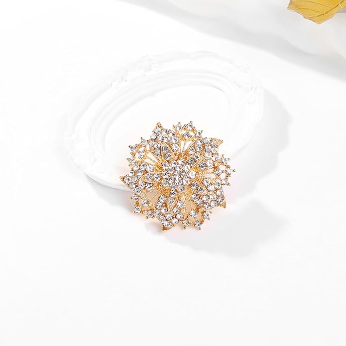 Rhinestone Bauhinia Flower Brooch Pin - Elegant Clothing Accessory for Women - Big Crystal Flower Brooch for Christmas, Halloween, Birthday, Party, Wedding Costume Jewelry