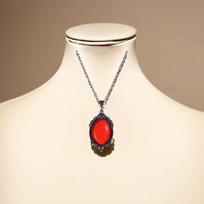 MIFYNN Gothic Stardust Crystal Cameo Necklace Red Purple Crystal Pendant Necklace Vintage Satan Demon Halloween Jewelry for Women