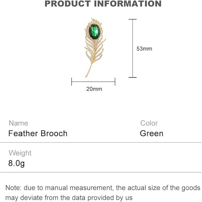 14K Gold Feather Brooch Pin with Moissanite Inlay - Elegant Coat and Suit Accessory for Women, Fashionable Business Attire Enhancement