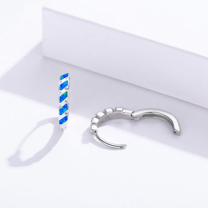 Small Hoop Earrings for Women 925 Sterling Silver Huggie Hoop Opal Earrings Hypoallergenic Earring Jewelry Gifts
